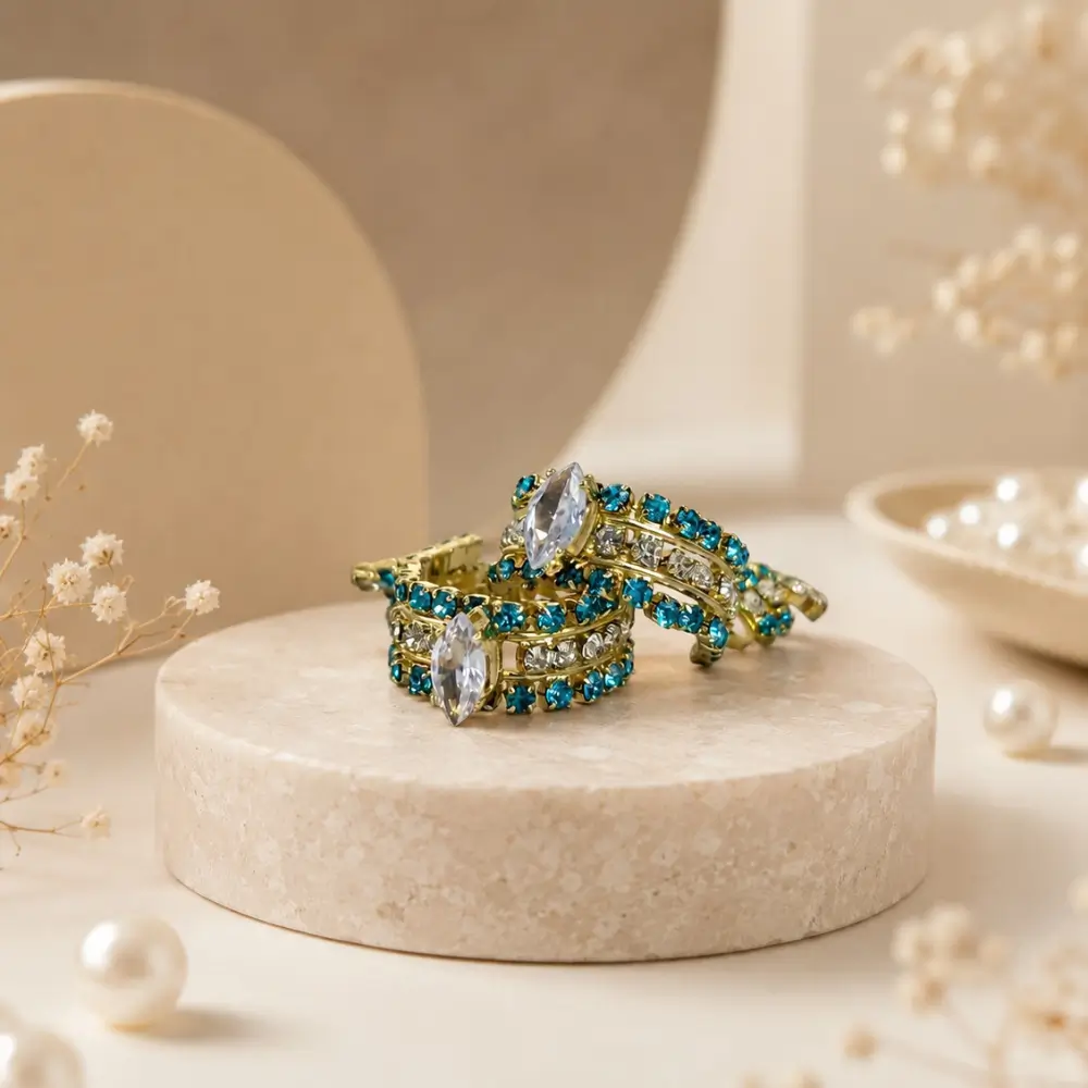 Blue Stone Designer Earrings for Kanha Ji